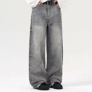 Relaxed Fit Wash Denim Gray Jeans