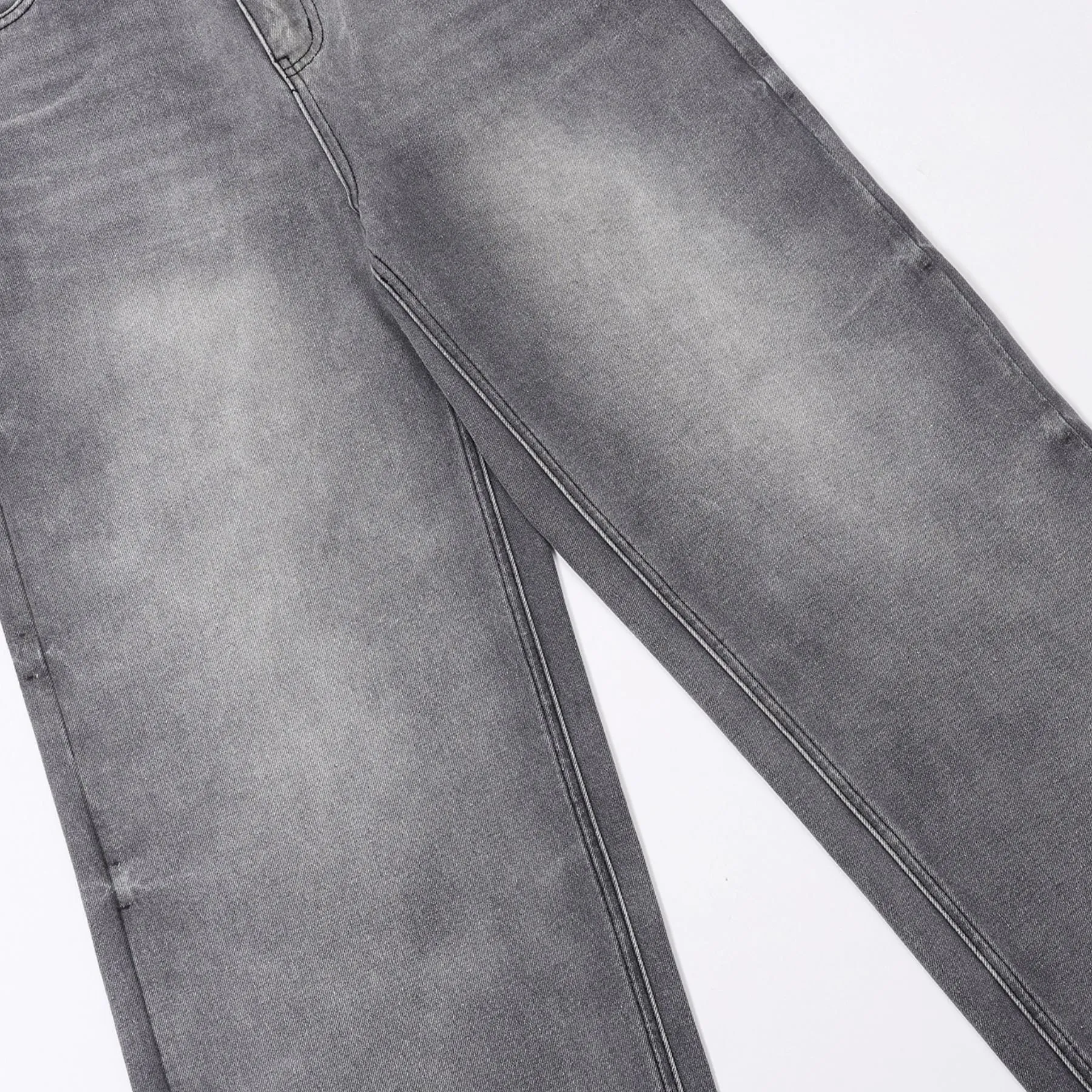 Relaxed Fit Wash Denim Gray Jeans
