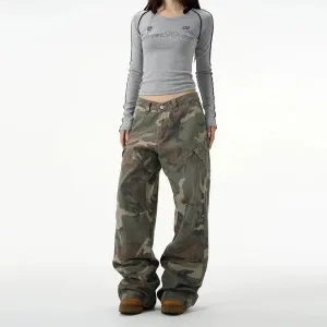 Retro Loose-fit Camouflage Jeans