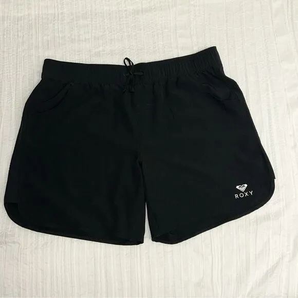ROXY 14 Black White Logo Wave Board Shorts
