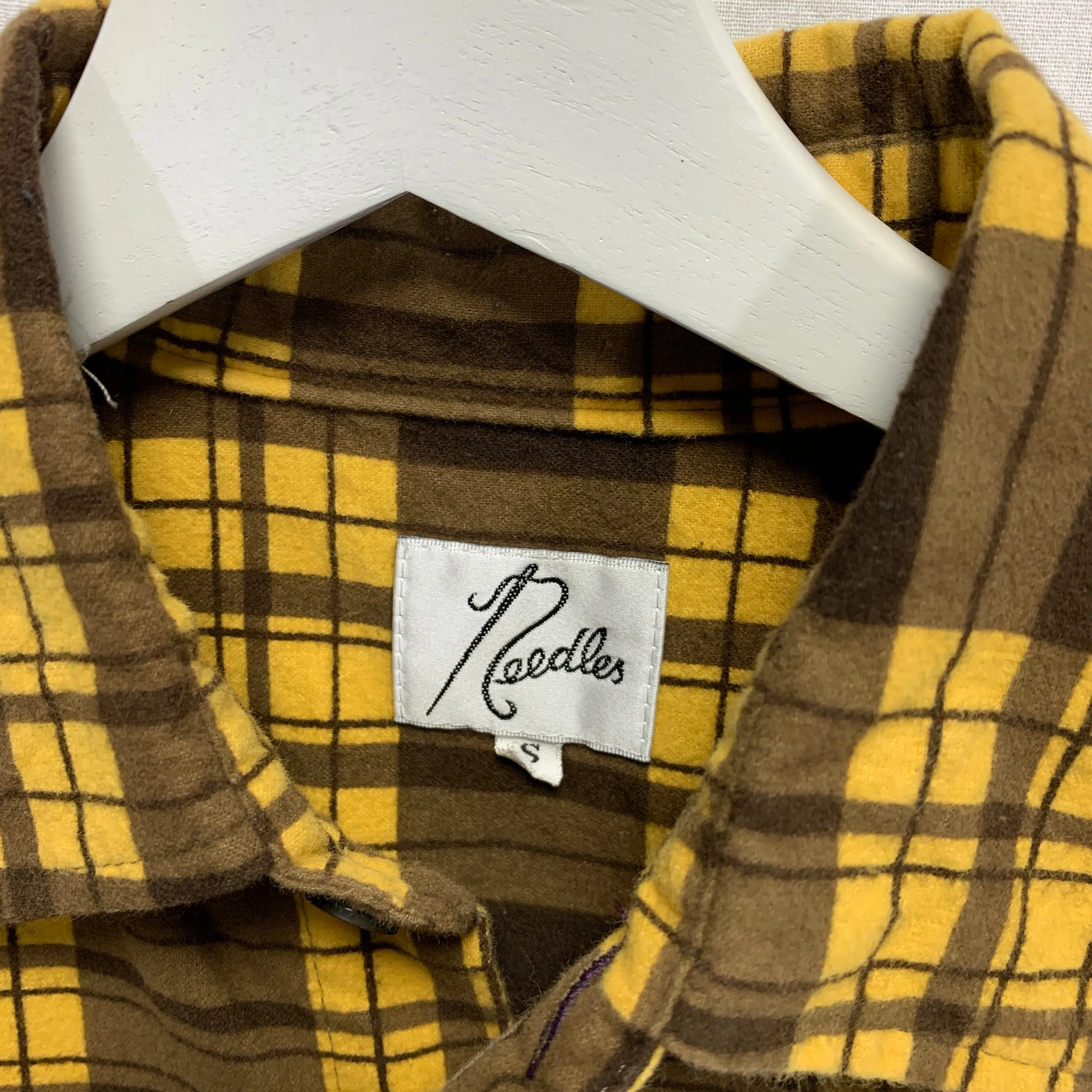 [S] Needles Flannel BD Shirt Yellow Brown