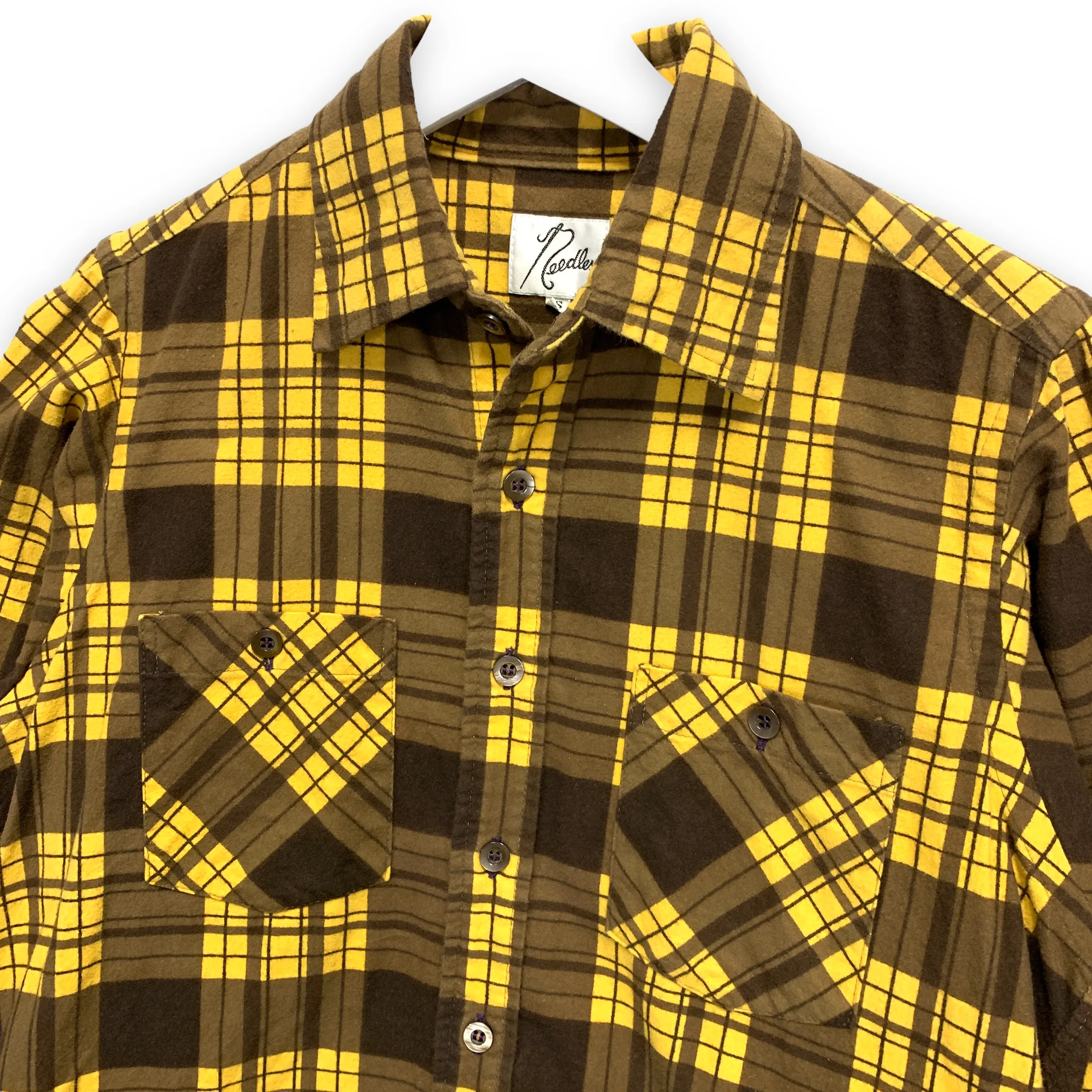[S] Needles Flannel BD Shirt Yellow Brown