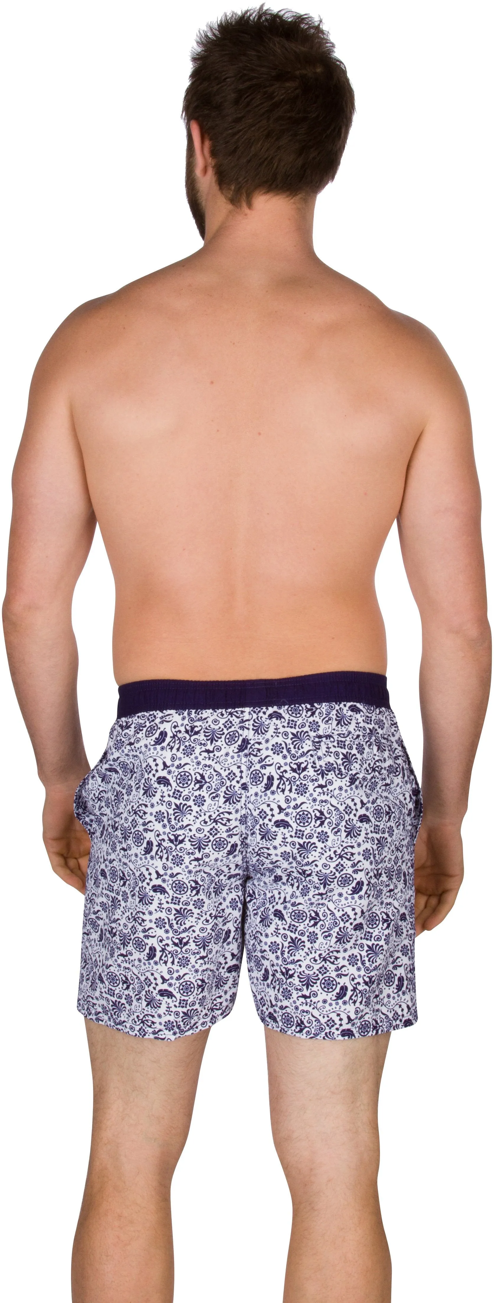 Sakkas Mens Eli Ebru Pattern Floral Marbling Skate Surf Board Short / Swim Trunks