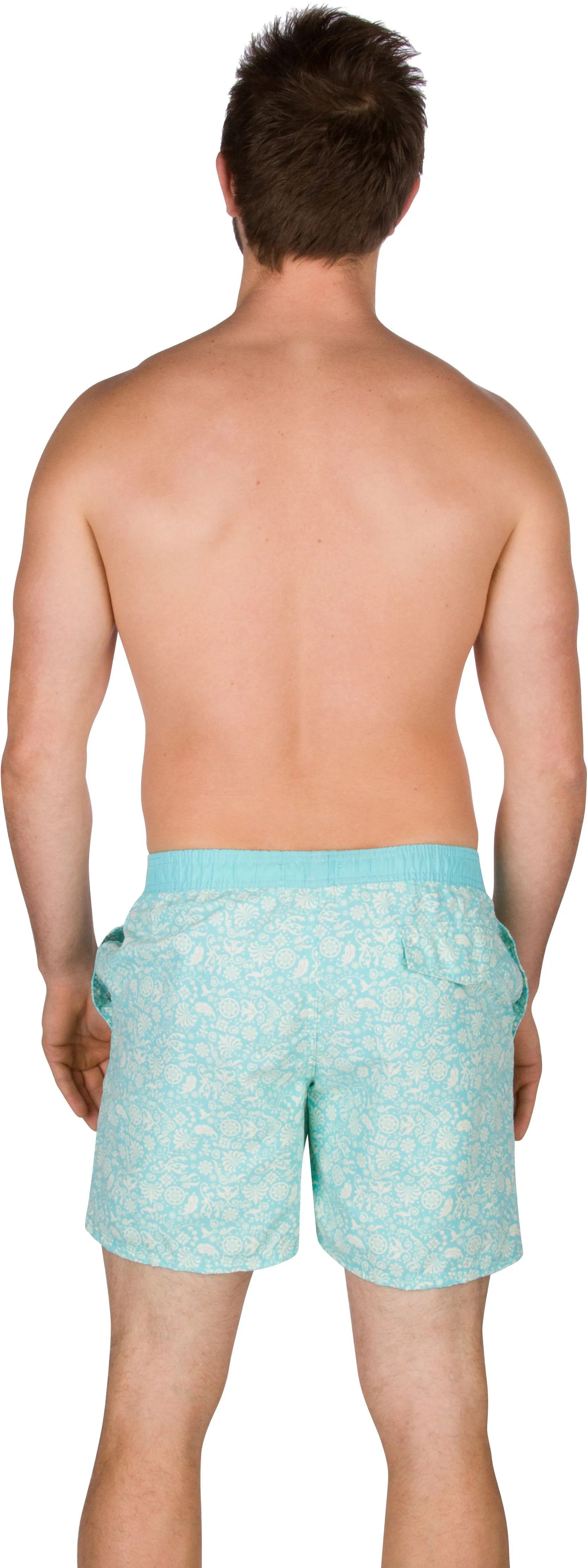 Sakkas Mens Eli Ebru Pattern Floral Marbling Skate Surf Board Short / Swim Trunks