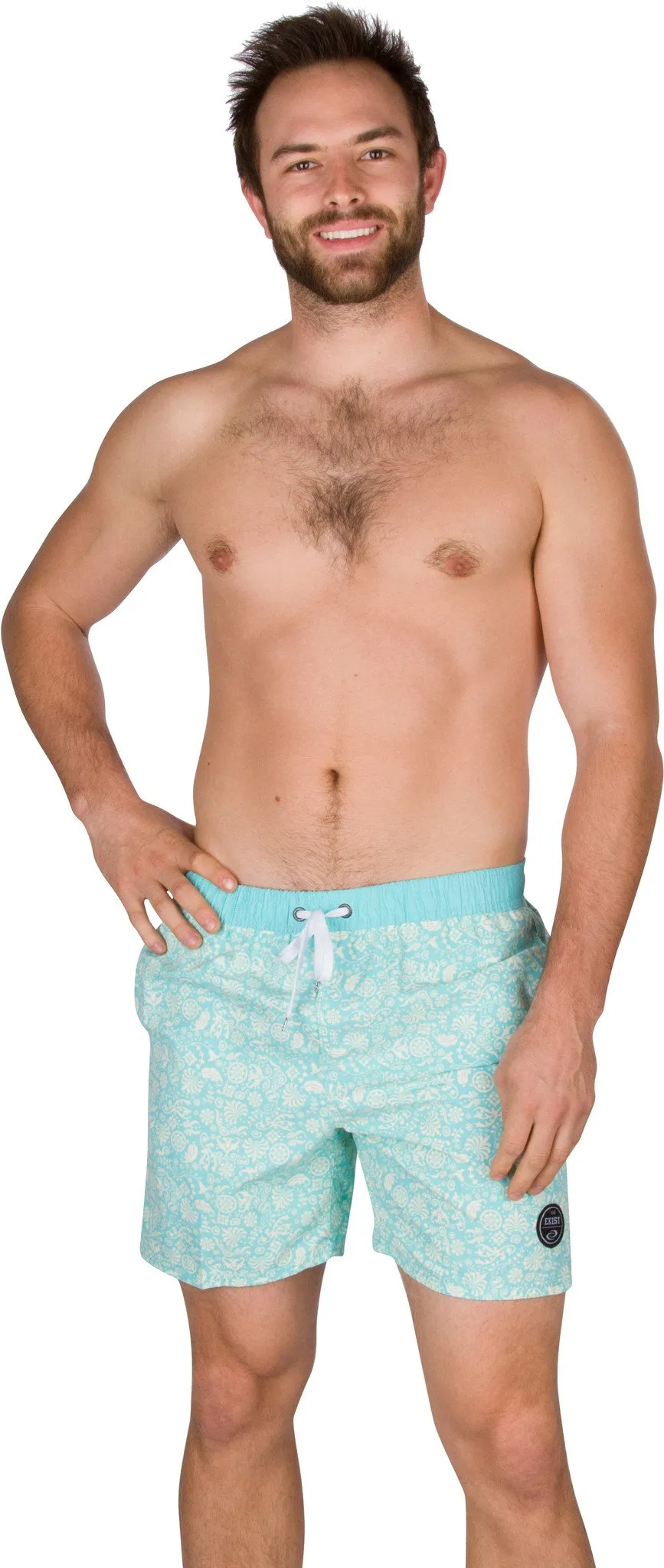 Sakkas Mens Eli Ebru Pattern Floral Marbling Skate Surf Board Short / Swim Trunks