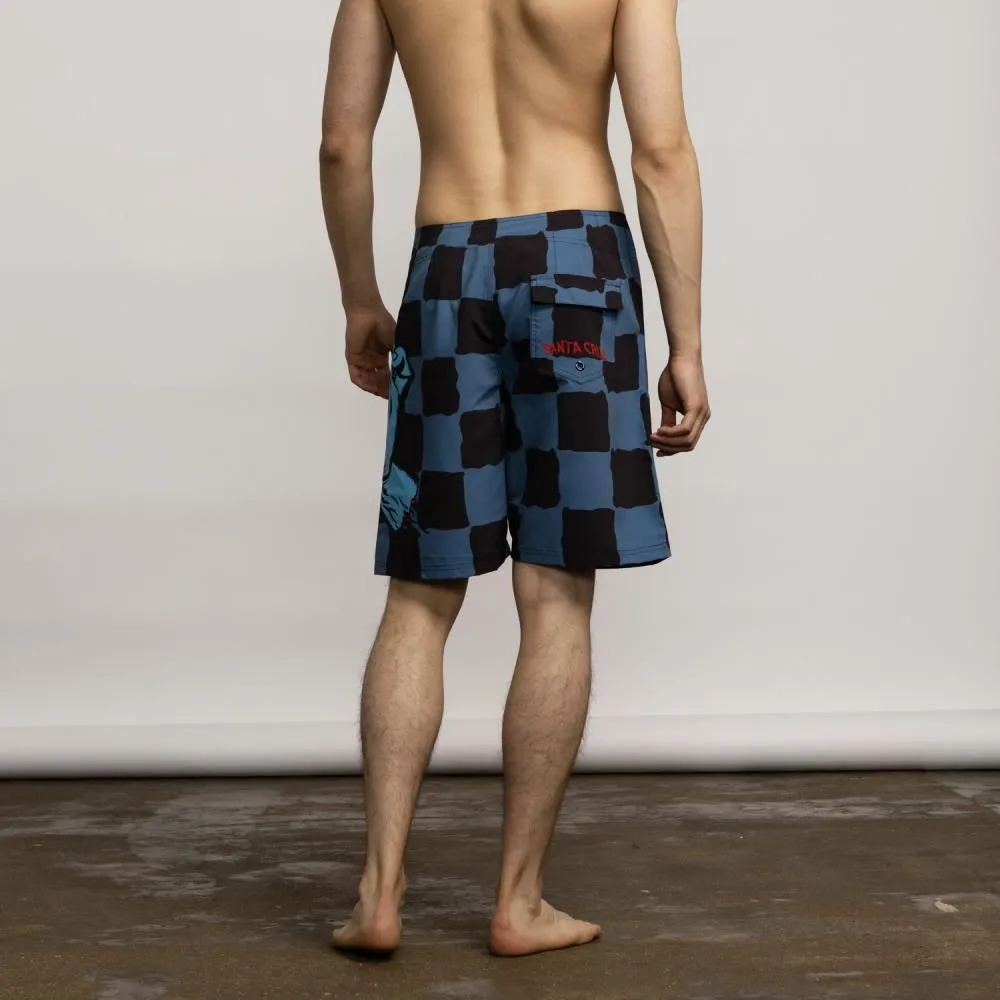 Santa Cruz Board Shorts Screaming Hand - Dusty Blue Check