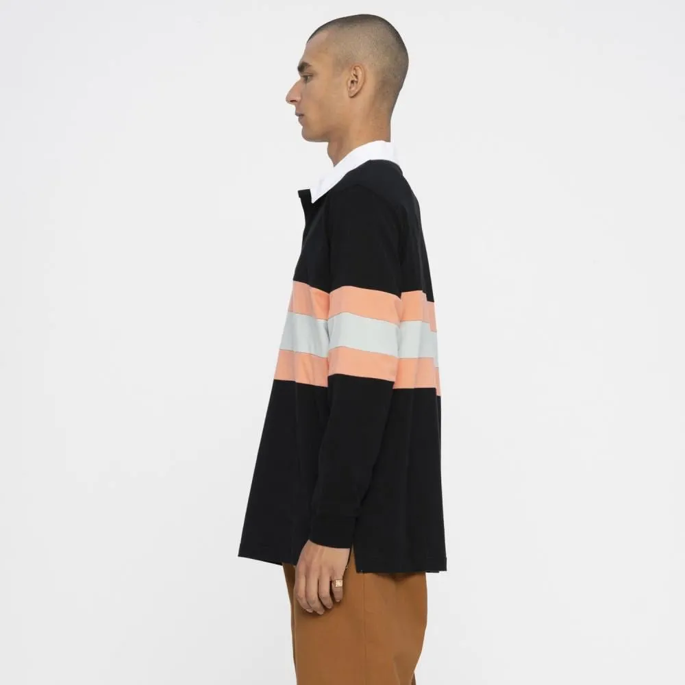 Santa Cruz Longsleeve Polo Vista Strip L/S Polo - Washed Black