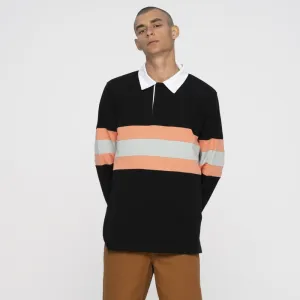 Santa Cruz Longsleeve Polo Vista Strip L/S Polo - Washed Black