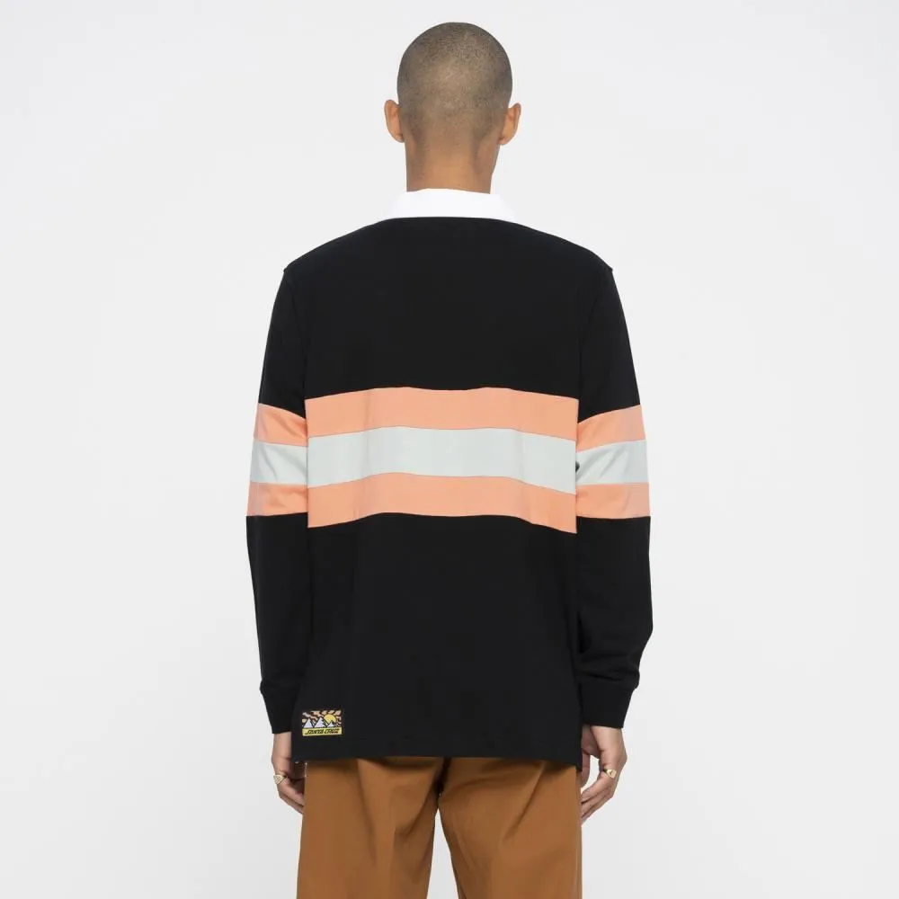 Santa Cruz Longsleeve Polo Vista Strip L/S Polo - Washed Black