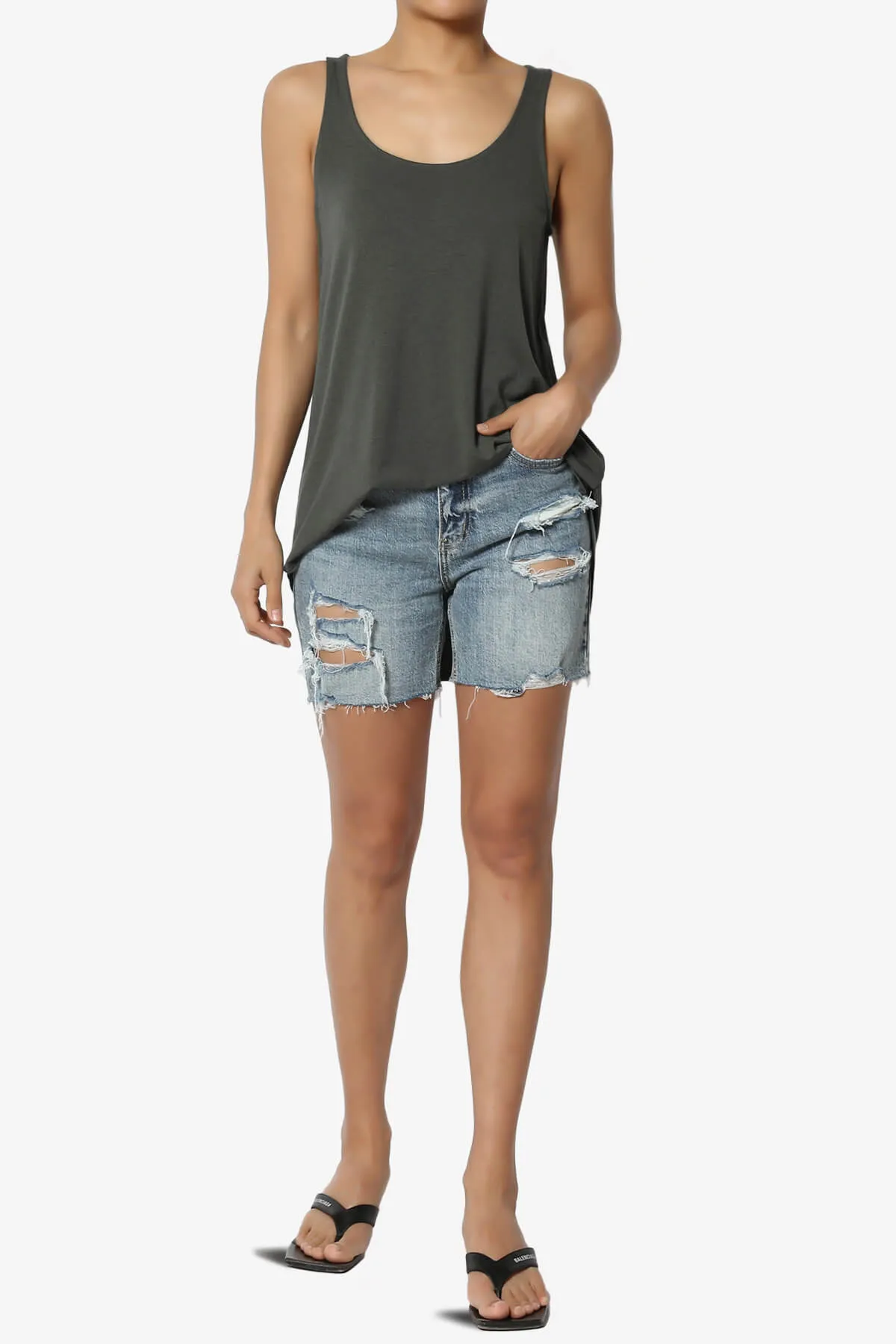 Santo Scoop Neck Loose Fit Tank Top