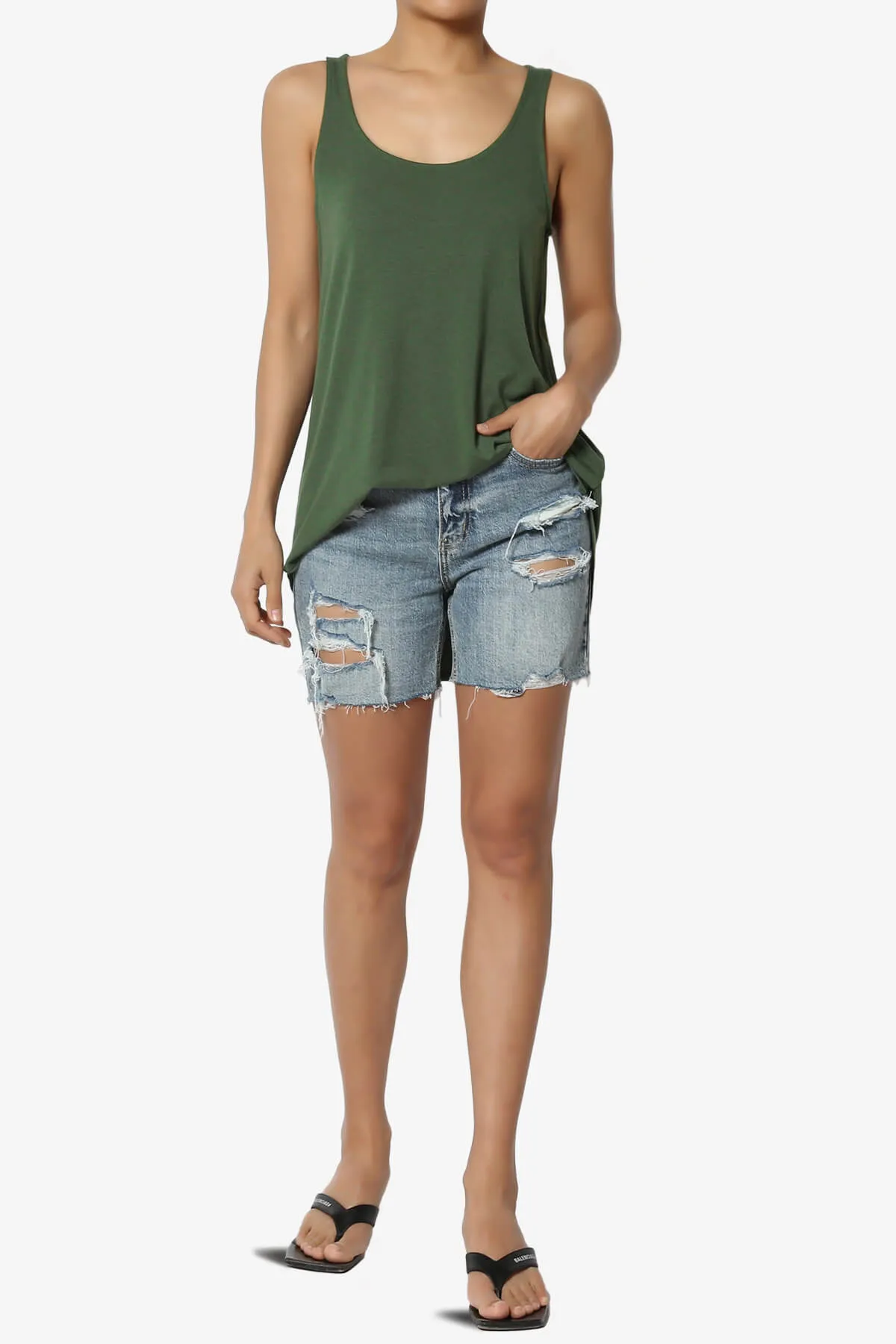 Santo Scoop Neck Loose Fit Tank Top
