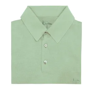 Seafoam Green Short Sleeve Pure Silk Polo Shirt