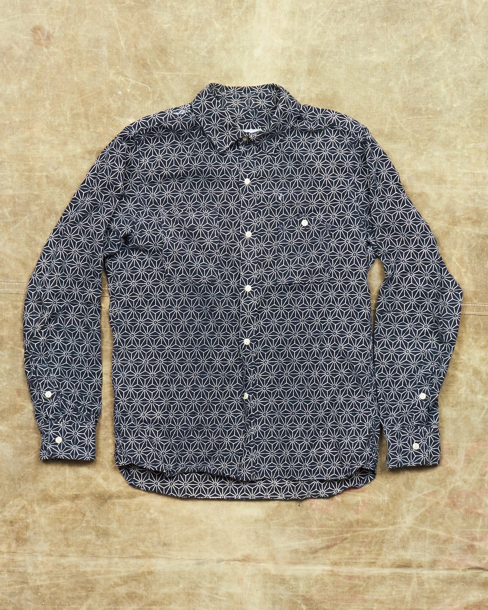 Second Hand 3sixteen Indigo Asanoha Pattern Shirt Size M