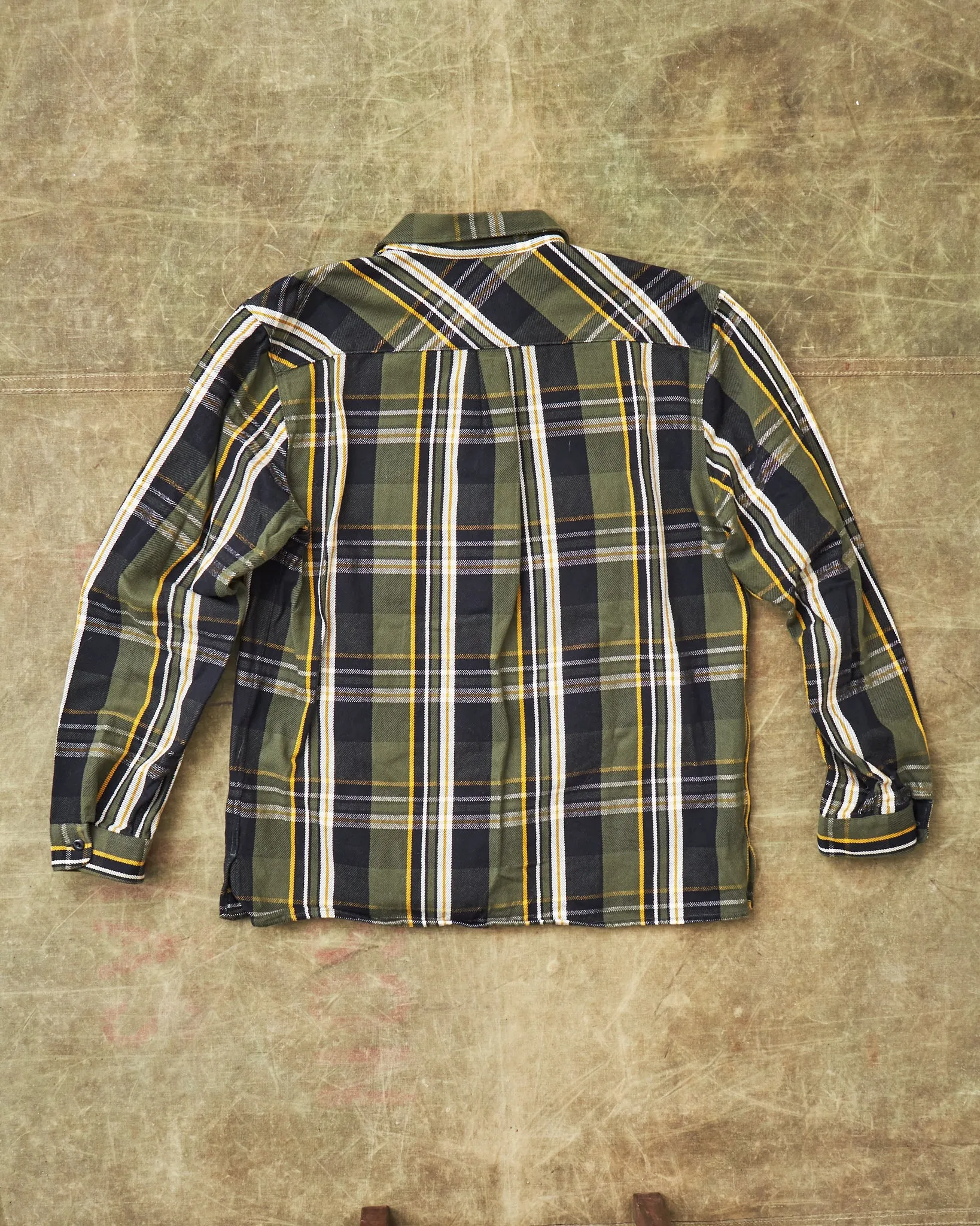 Second Hand Indigofera Webster Flannel Shirt Twill Check Green/Black/White/Yellow Size L
