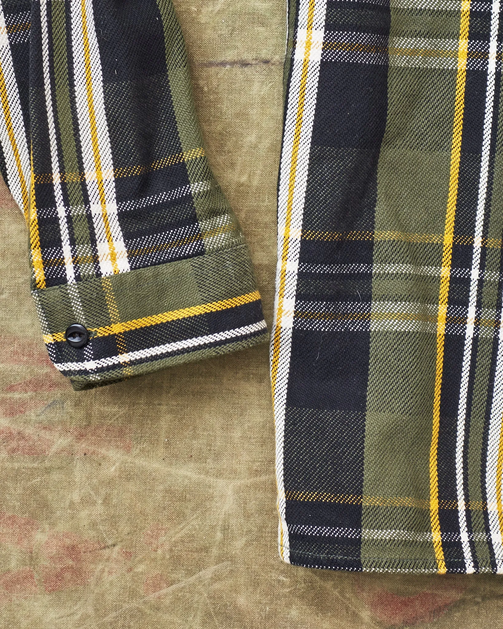 Second Hand Indigofera Webster Flannel Shirt Twill Check Green/Black/White/Yellow Size L