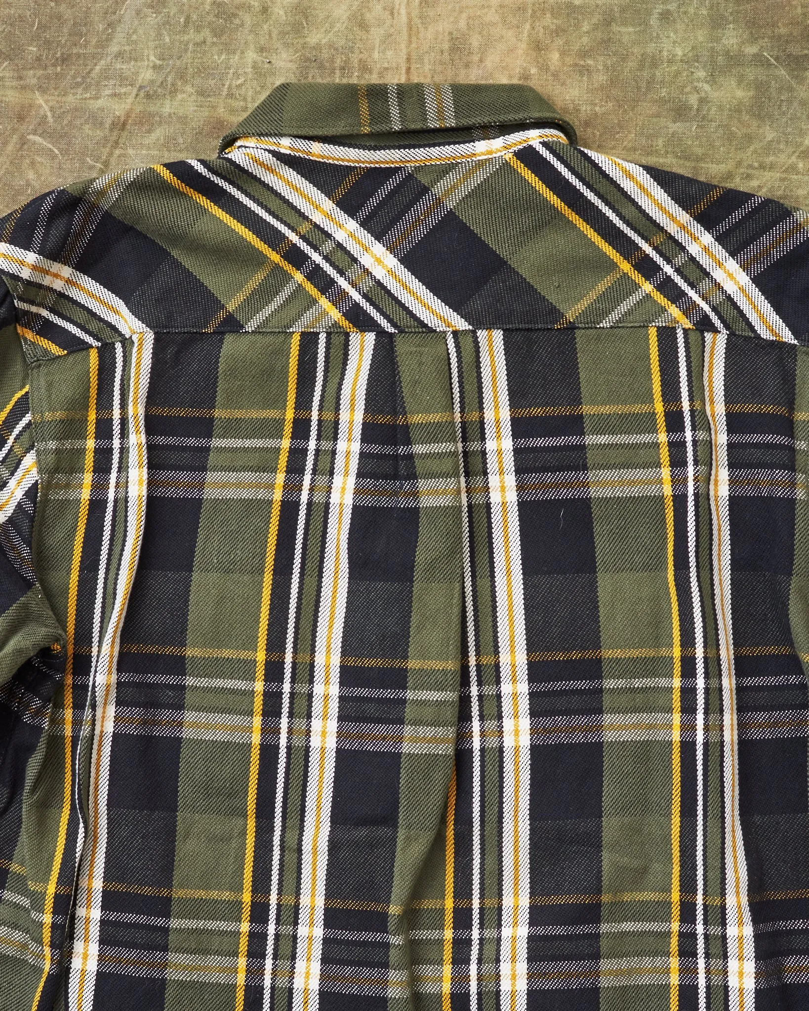 Second Hand Indigofera Webster Flannel Shirt Twill Check Green/Black/White/Yellow Size L