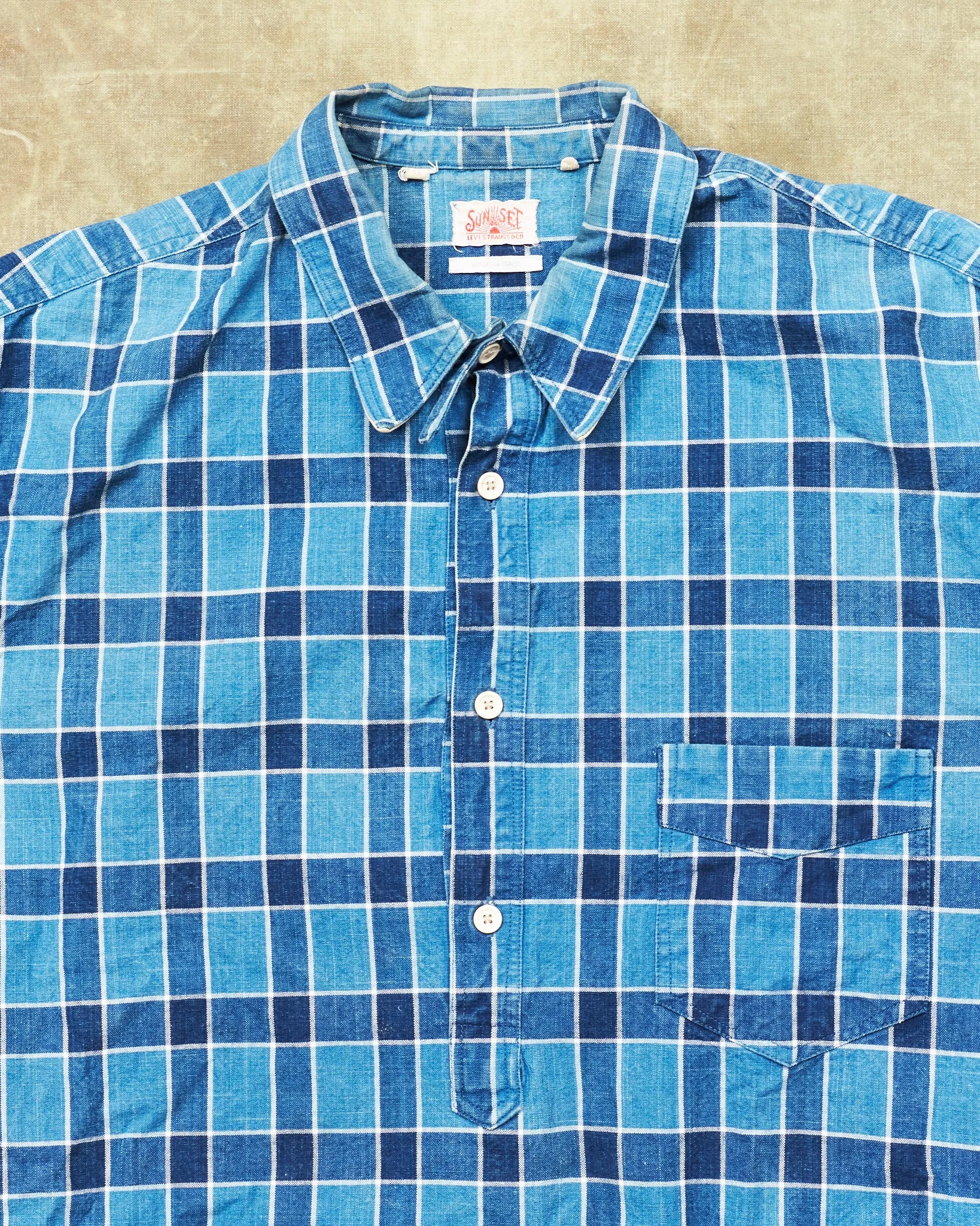 Second Hand Levi's Vintage Clothing Indigo Dyed Checked Shirt Size M