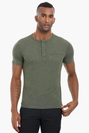 Short Sleeve Henley Cotton T-Shirt