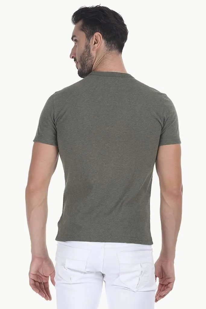 Short Sleeve Solid Henley