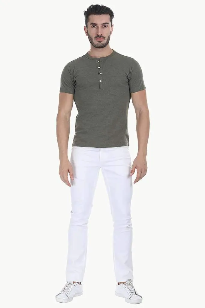 Short Sleeve Solid Henley