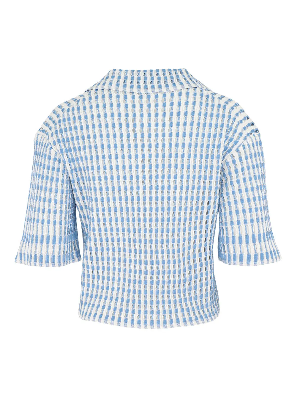 Simkhai Adley Cropped Polo Shirt in Blue Hydrangea Multi