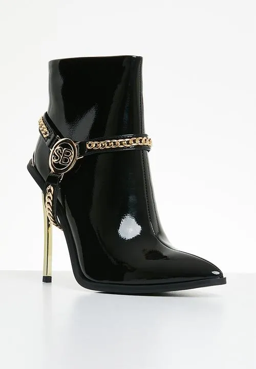 SissyBoy Ladies Patent Stilletto Boot Black