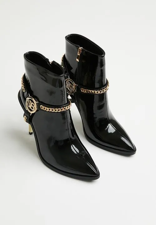 SissyBoy Ladies Patent Stilletto Boot Black