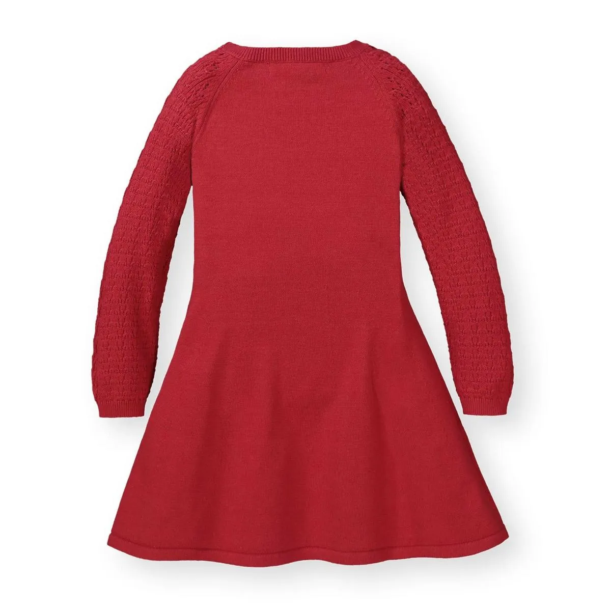 Skater Sweater Dress with Pointelle Sleeves - Red