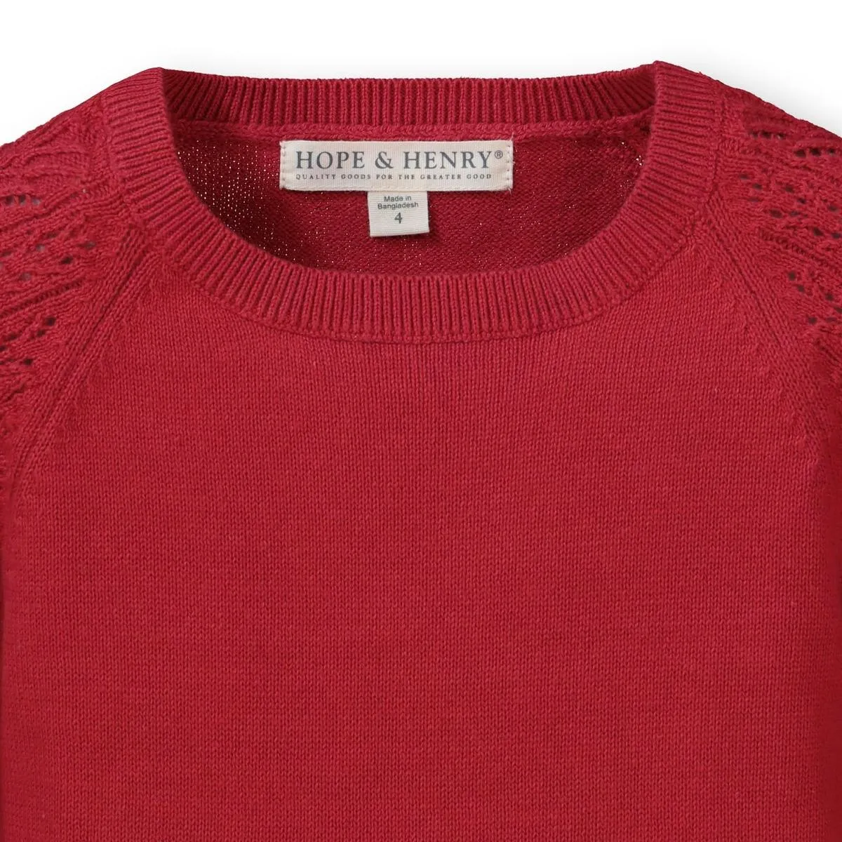 Skater Sweater Dress with Pointelle Sleeves - Red