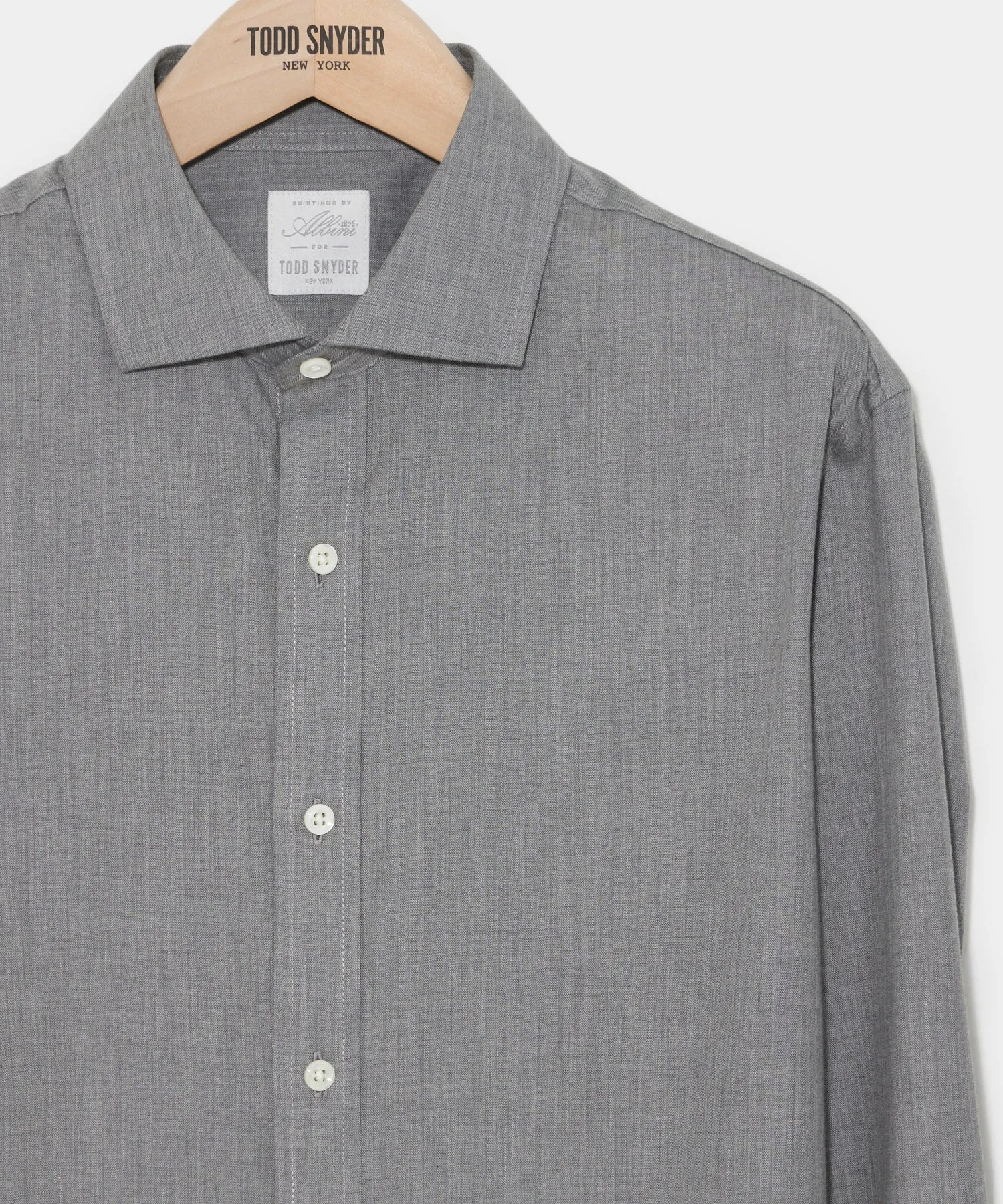 Slim Fit Flannel Spread Collar Dress Shirt in Grey