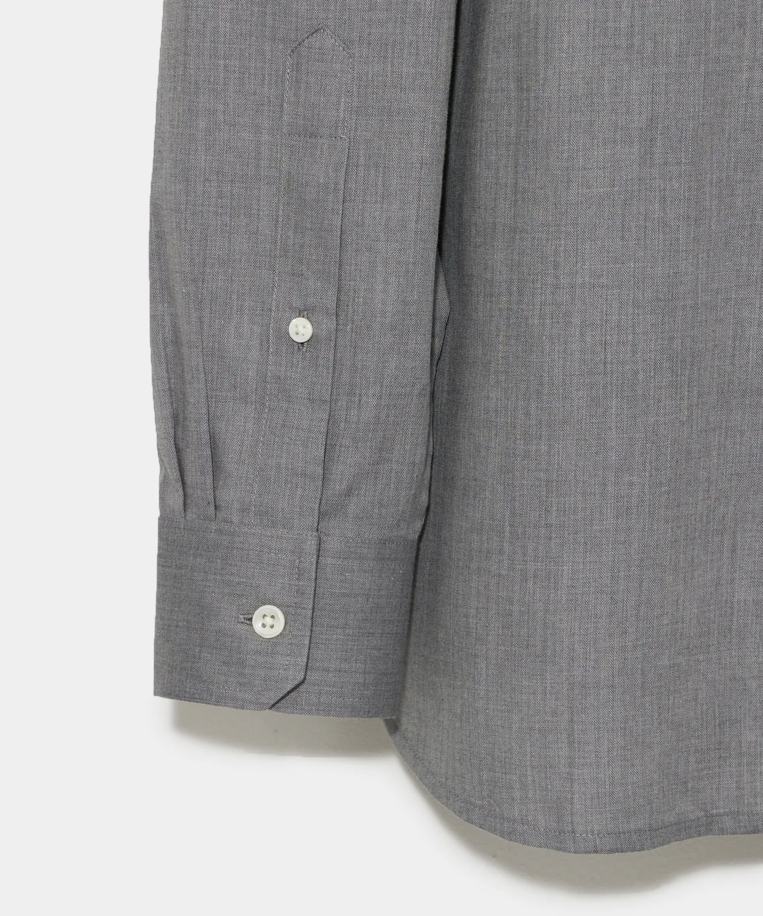 Slim Fit Flannel Spread Collar Dress Shirt in Grey