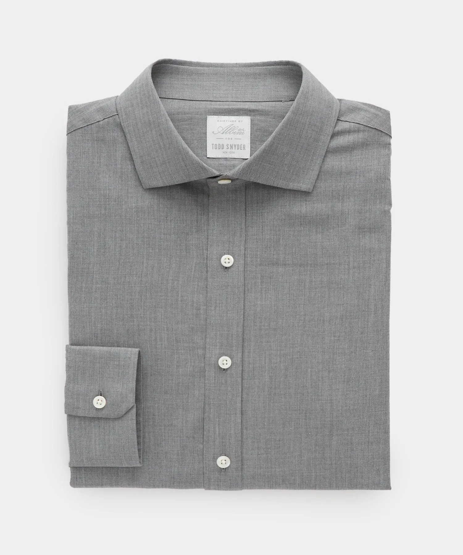 Slim Fit Flannel Spread Collar Dress Shirt in Grey