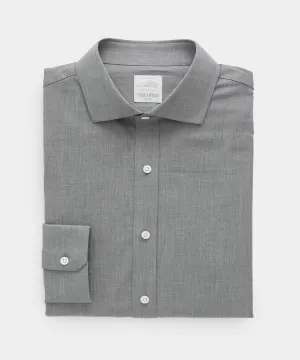 Slim Fit Flannel Spread Collar Dress Shirt in Grey