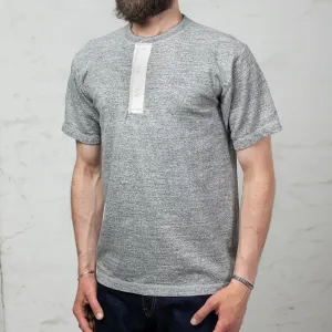 Slub Yarn Henley Neck T-Shirt Graumeliert