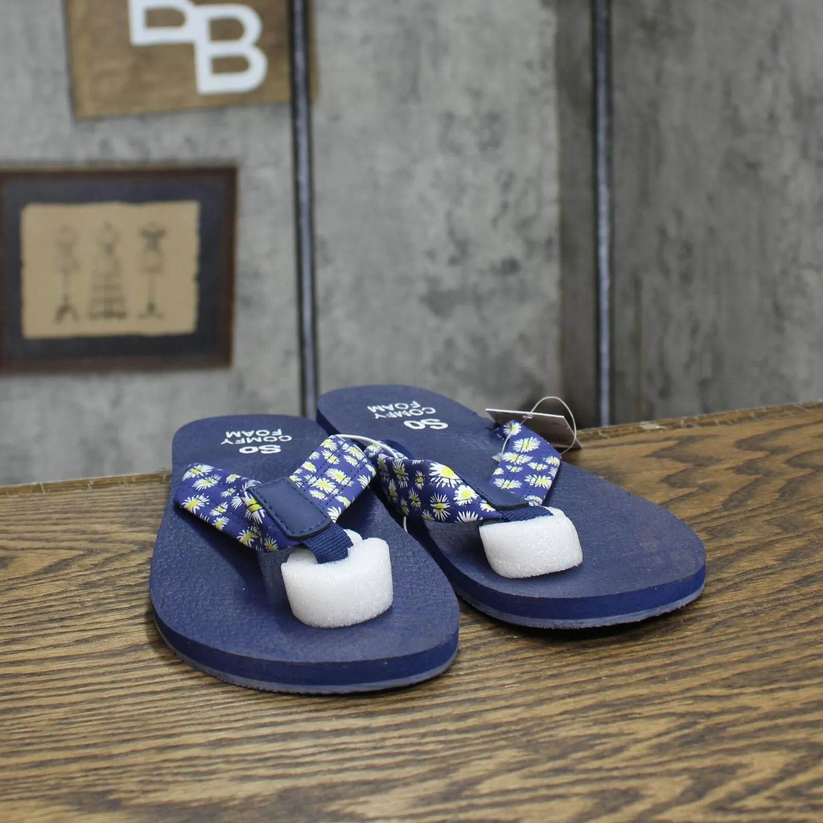 So Bloomfield Women's Thong Sandals BLOOMFIELDNAVYDAISY Blue 8M