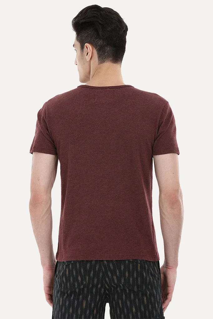 Soft Henley With Leather Detailing