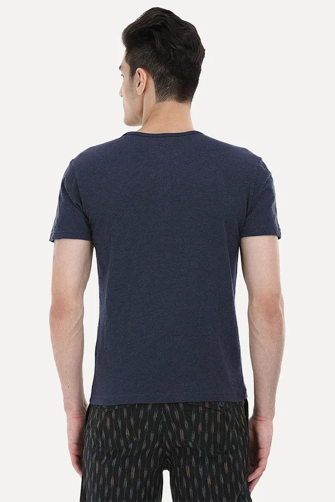 Soft Henley With Leather Detailing
