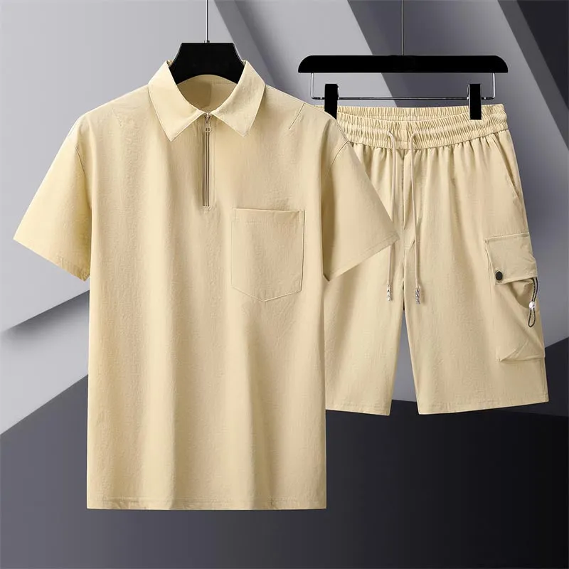 Solid color short-sleeved suit-D9 | Inspanda
