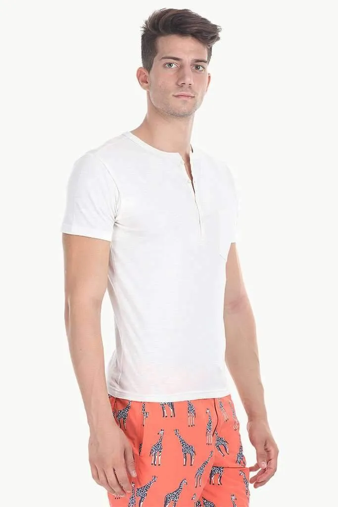 Solid Slub Cotton Jersey Henley