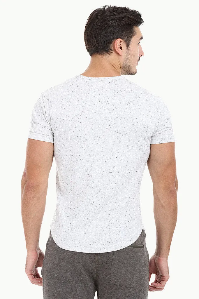 Solid Speckled Soft Yarn Short Sleeve Henley