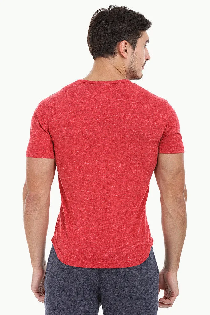 Solid Speckled Soft Yarn Short Sleeve Henley