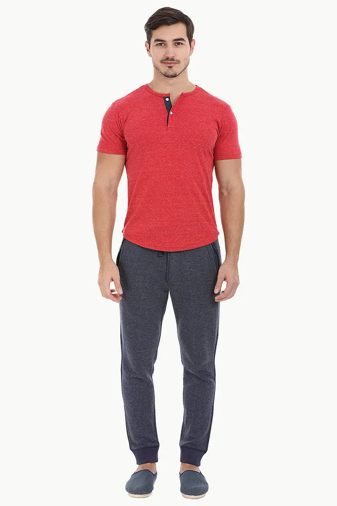 Solid Speckled Soft Yarn Short Sleeve Henley