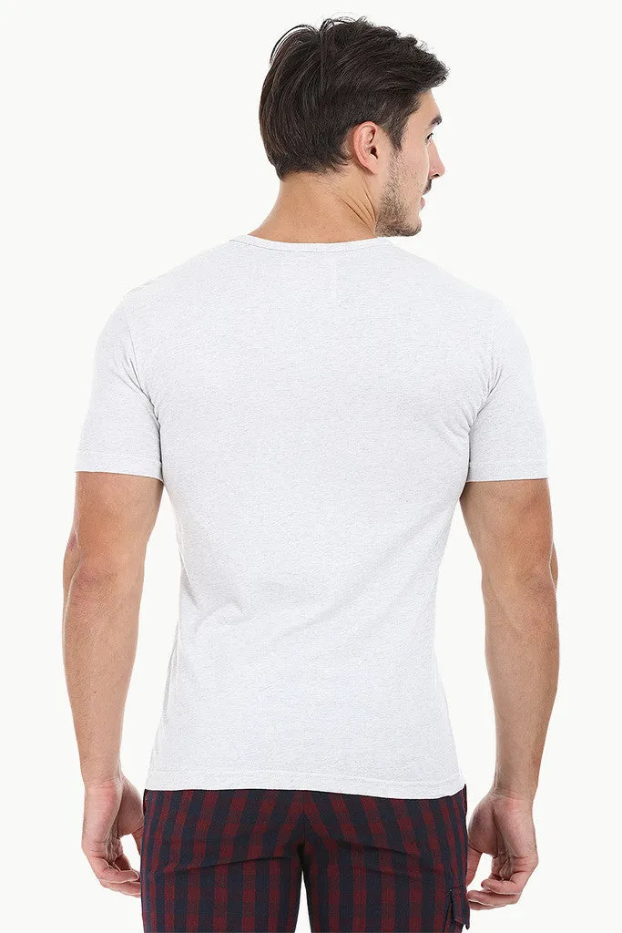 Speckled Yarn V Neck Henley