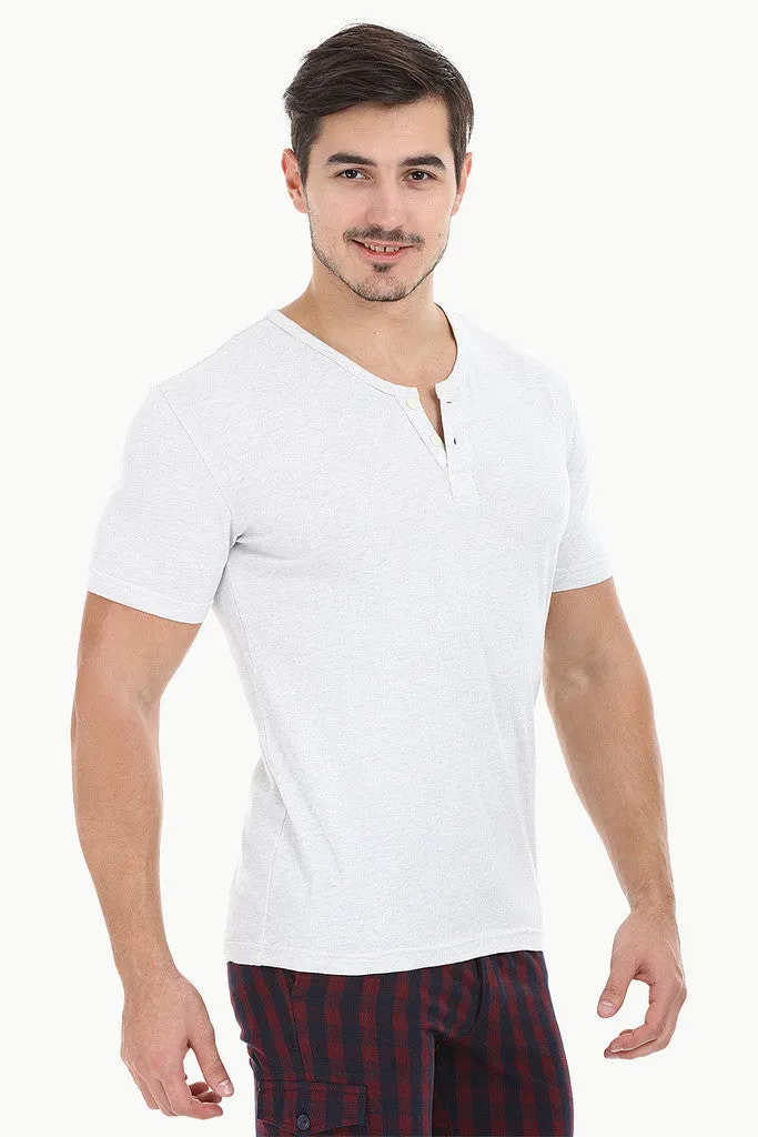 Speckled Yarn V Neck Henley