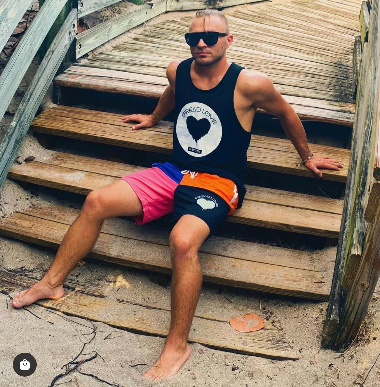 Spread Love Color Block Drawstring Board Shorts