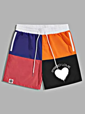 Spread Love Color Block Drawstring Board Shorts