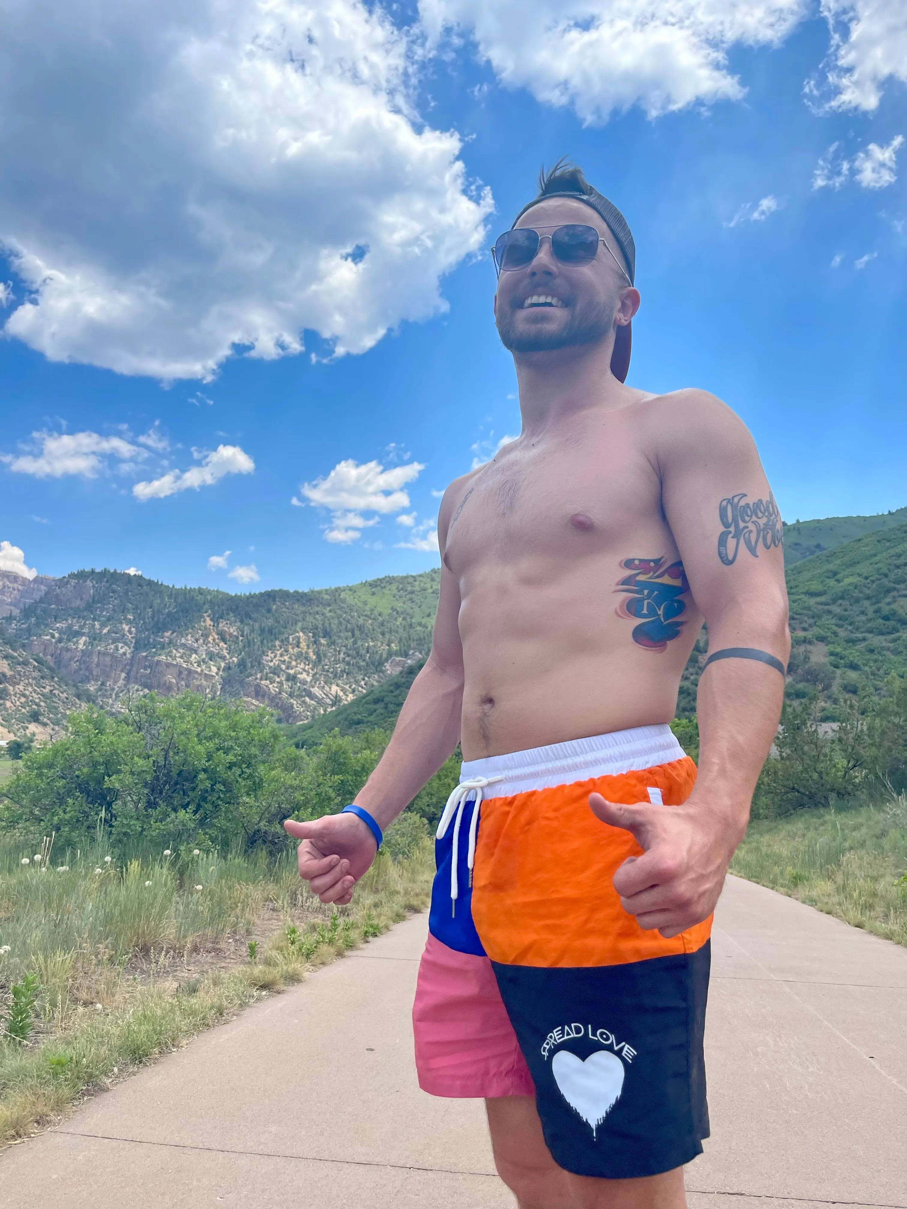 Spread Love Color Block Drawstring Board Shorts