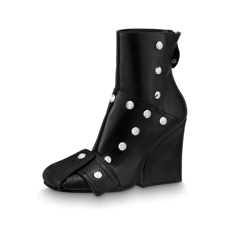Spring Design Black Shoes Women Zipper Genuine Leather Boots