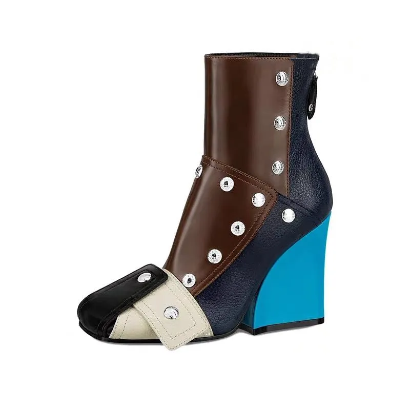 Spring Design Black Shoes Women Zipper Genuine Leather Boots