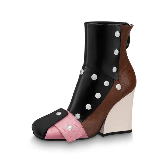 Spring Design Black Shoes Women Zipper Genuine Leather Boots